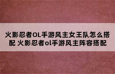 火影忍者OL手游风主女王队怎么搭配 火影忍者ol手游风主阵容搭配